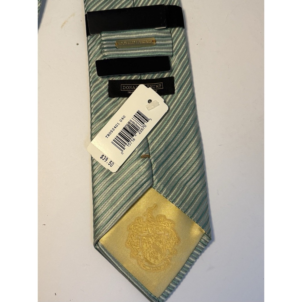 Donald J Trump Signature Collection Silk 57" Turquoise Mint Green Tie Striped NW